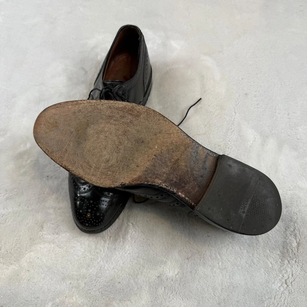 Allen Edmonds McAllister Black Leather Wingtip Oxford Shoes‎ 6215 Mens 9.5 C